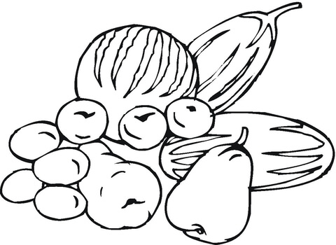 Fruits And Vegetables Coloring Page